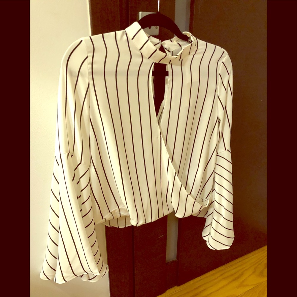 White and black stripe blouse